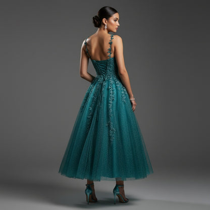 Teal Temptation: Enchanting Evening Gown