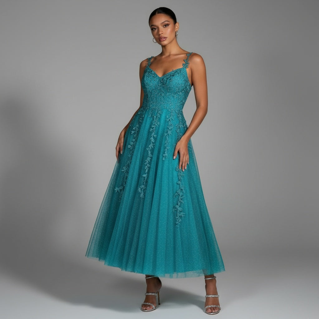 Teal Temptation: Enchanting Evening Gown
