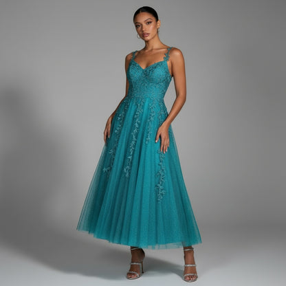 Teal Temptation: Enchanting Evening Gown