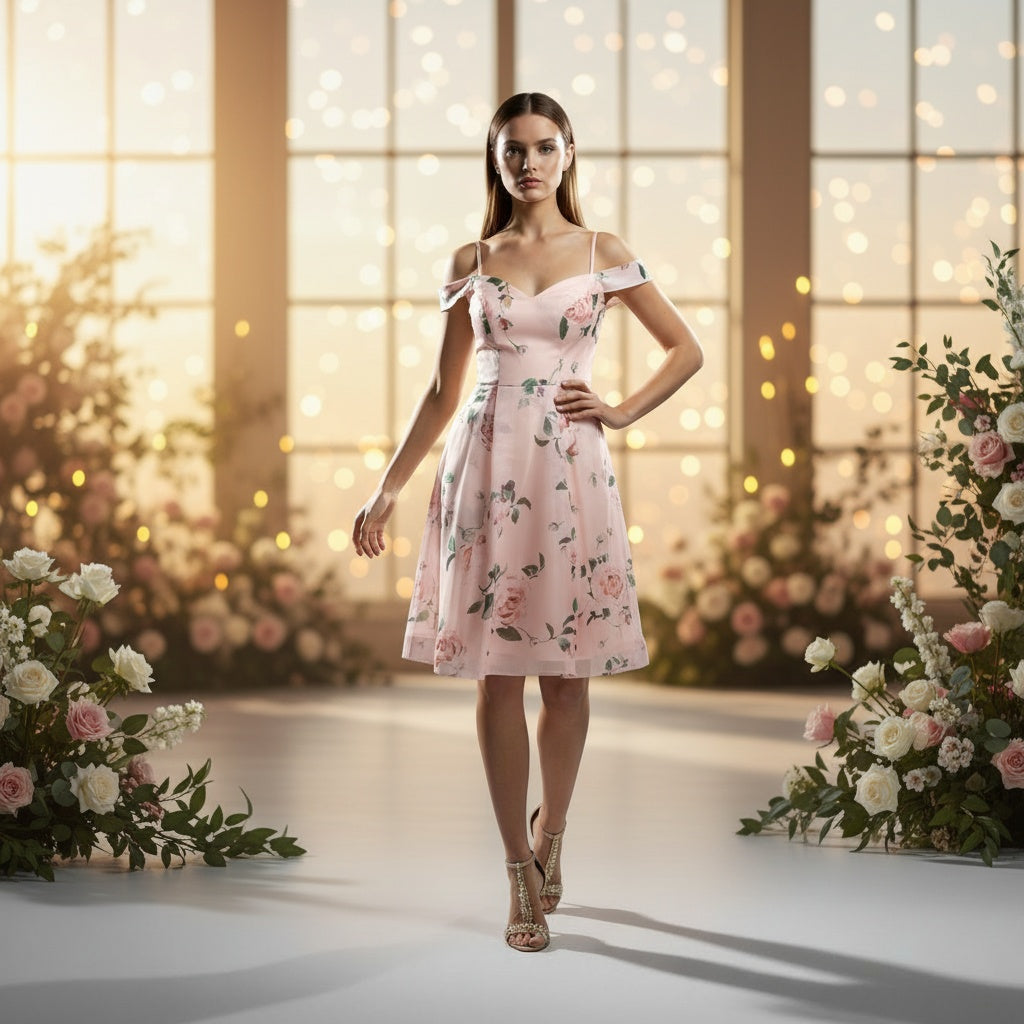 Blossom & Flutter Off-Shoulder Party Dress