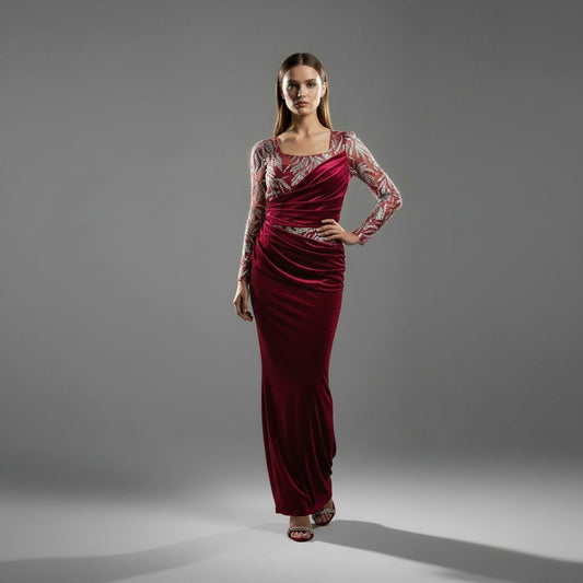 Burgundy Glamour: The Showstopper Evening Dress