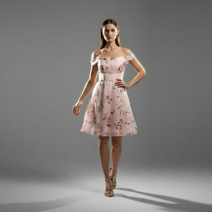 Blossom & Flutter Off-Shoulder Party Dress