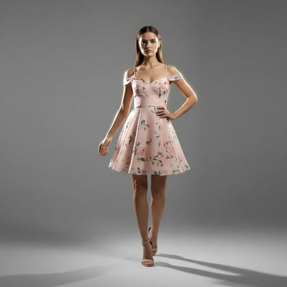 Blossom & Flutter Off-Shoulder Party Dress