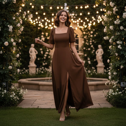 Chocolate Warmth in Flowing Satin