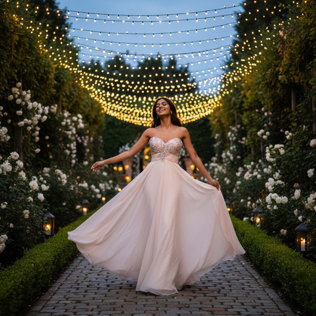Blush Whispers Through Flowing Chiffon