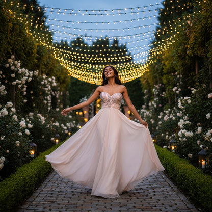 Blush Whispers Through Flowing Chiffon