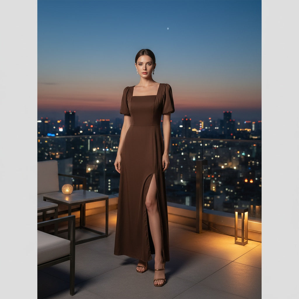 Chocolate Warmth in Flowing Satin