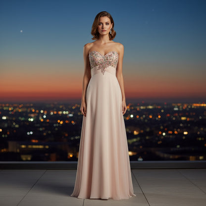 Blush Whispers Through Flowing Chiffon
