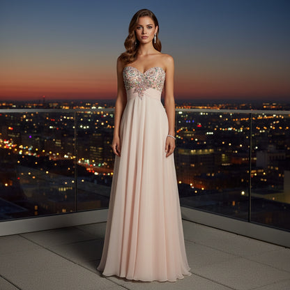 Blush Whispers Through Flowing Chiffon