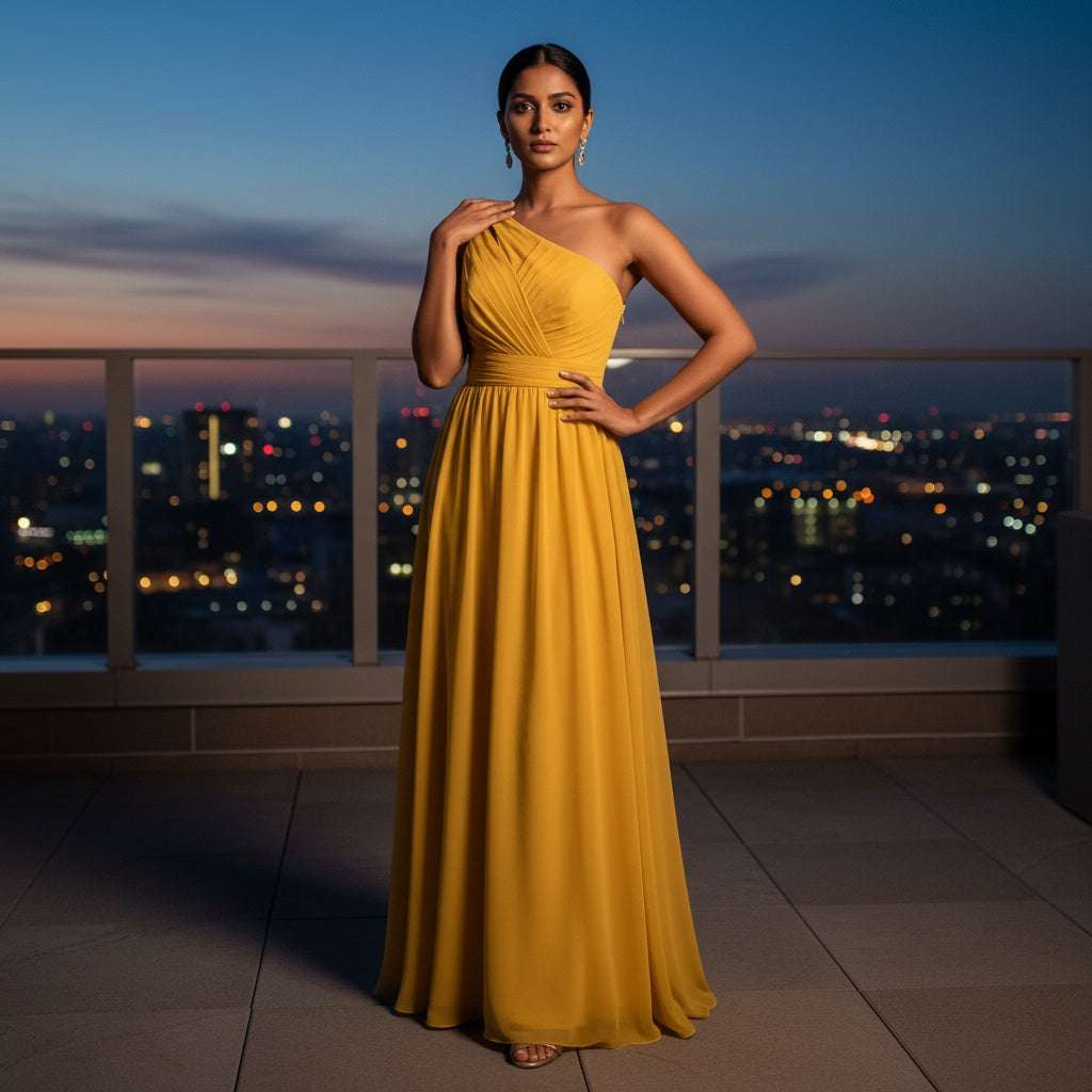 Mustard Sun Through Floating Chiffon