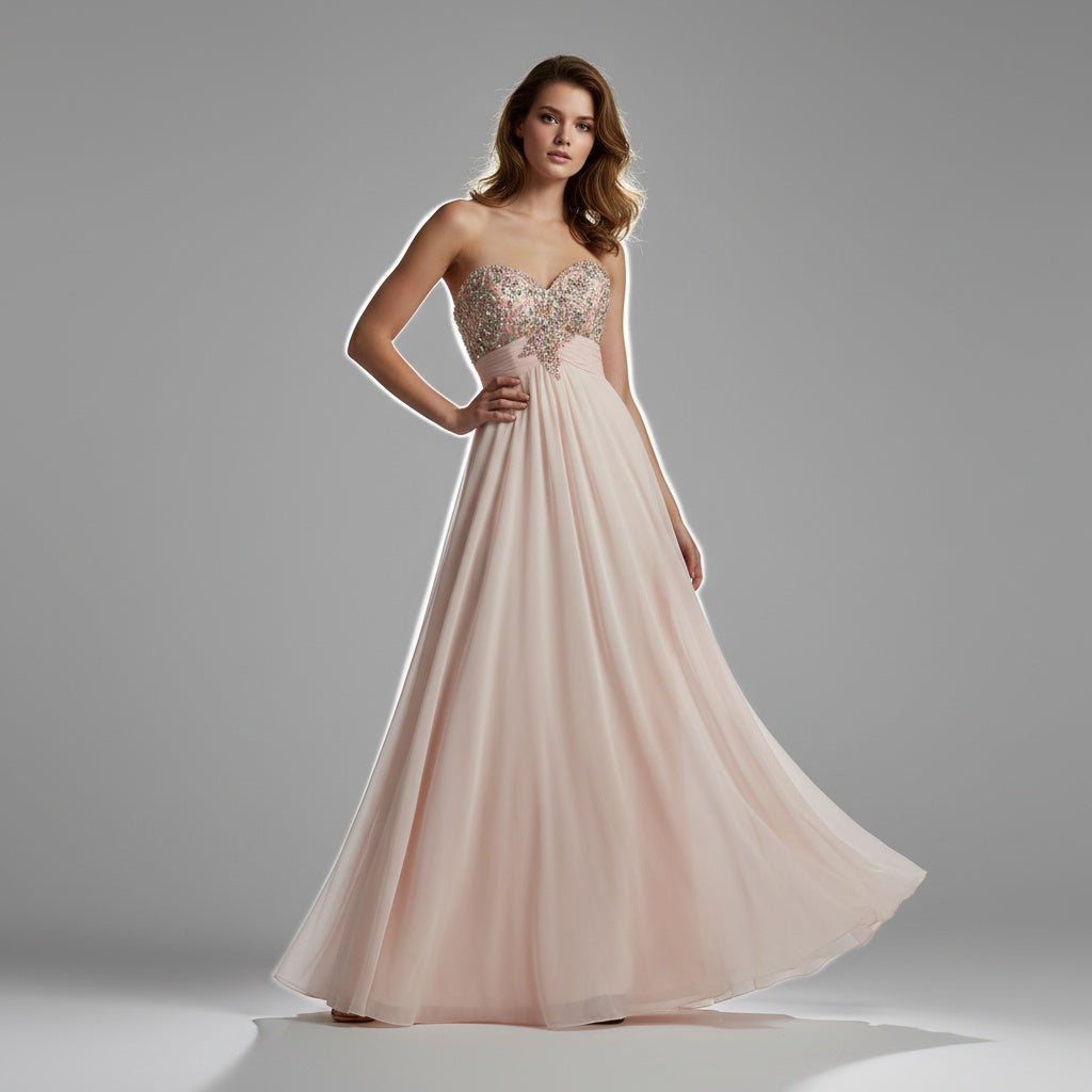 Blush Whispers Through Flowing Chiffon