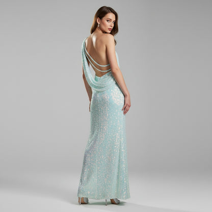 Ice Blue Sequins Like Frozen Lightning