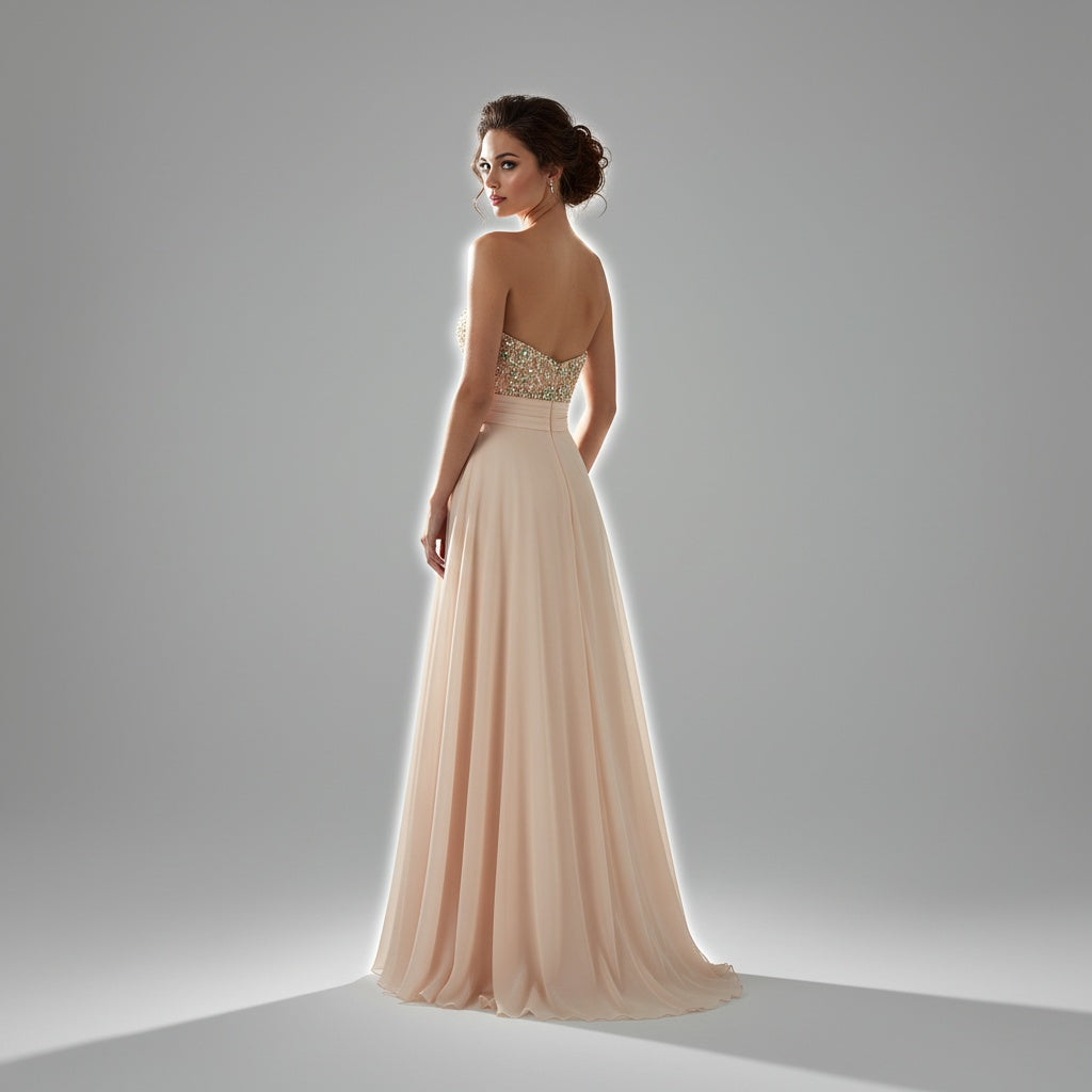 Blush Whispers Through Flowing Chiffon