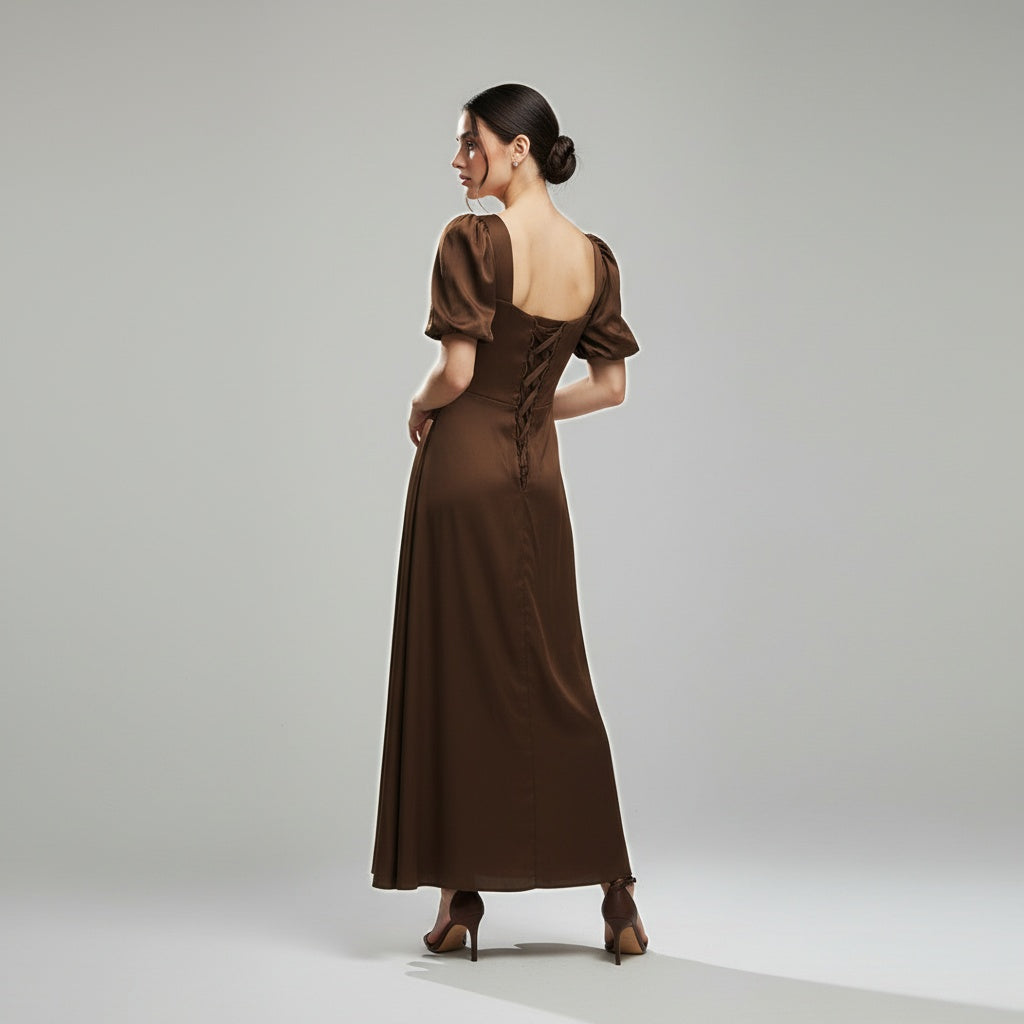 Chocolate Warmth in Flowing Satin