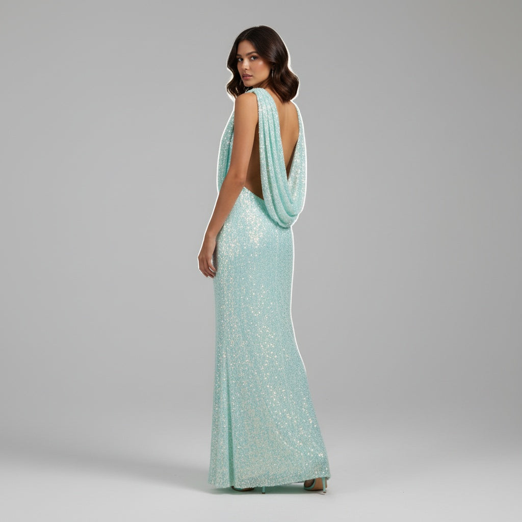 Ice Blue Sequins Like Frozen Lightning