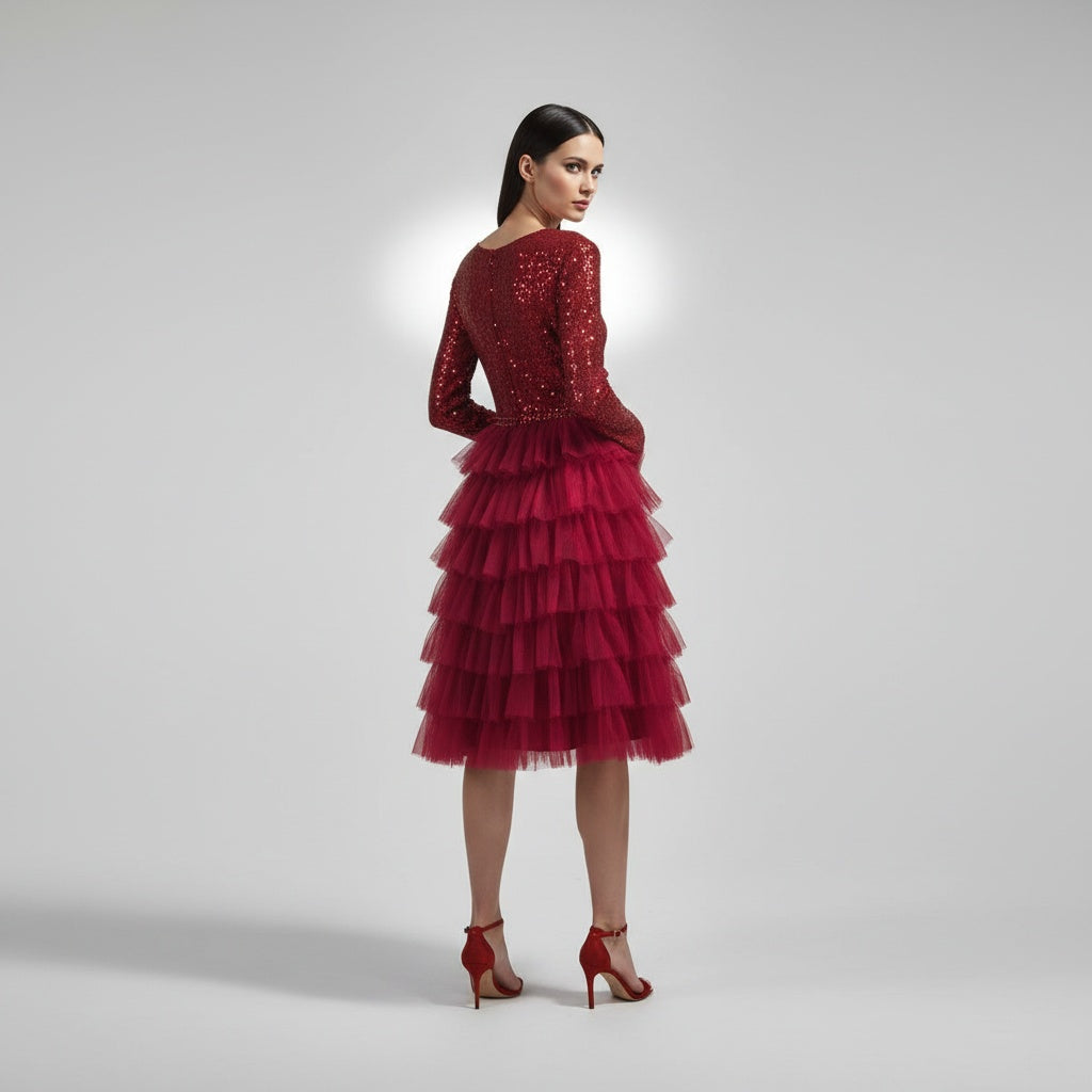 Red Fire Suspended in Tulle
