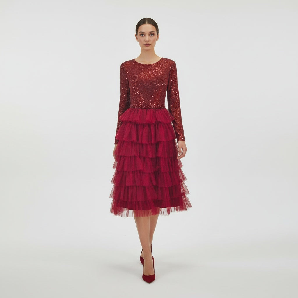 Red Fire Suspended in Tulle