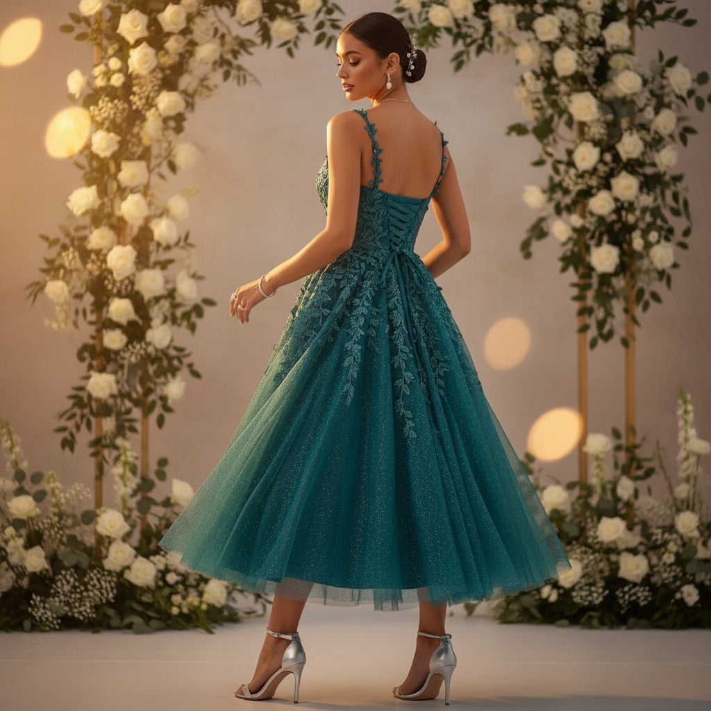 Teal Temptation: Enchanting Evening Gown