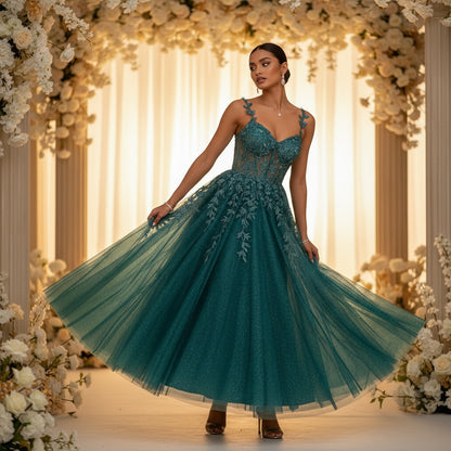 Teal Temptation: Enchanting Evening Gown