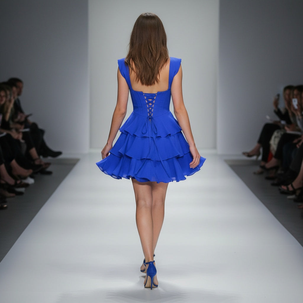 Blueberry Bliss: Ruffled Sparkle Party Dress