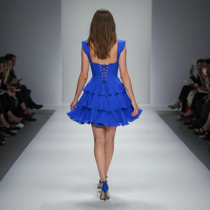 Blueberry Bliss: Ruffled Sparkle Party Dress