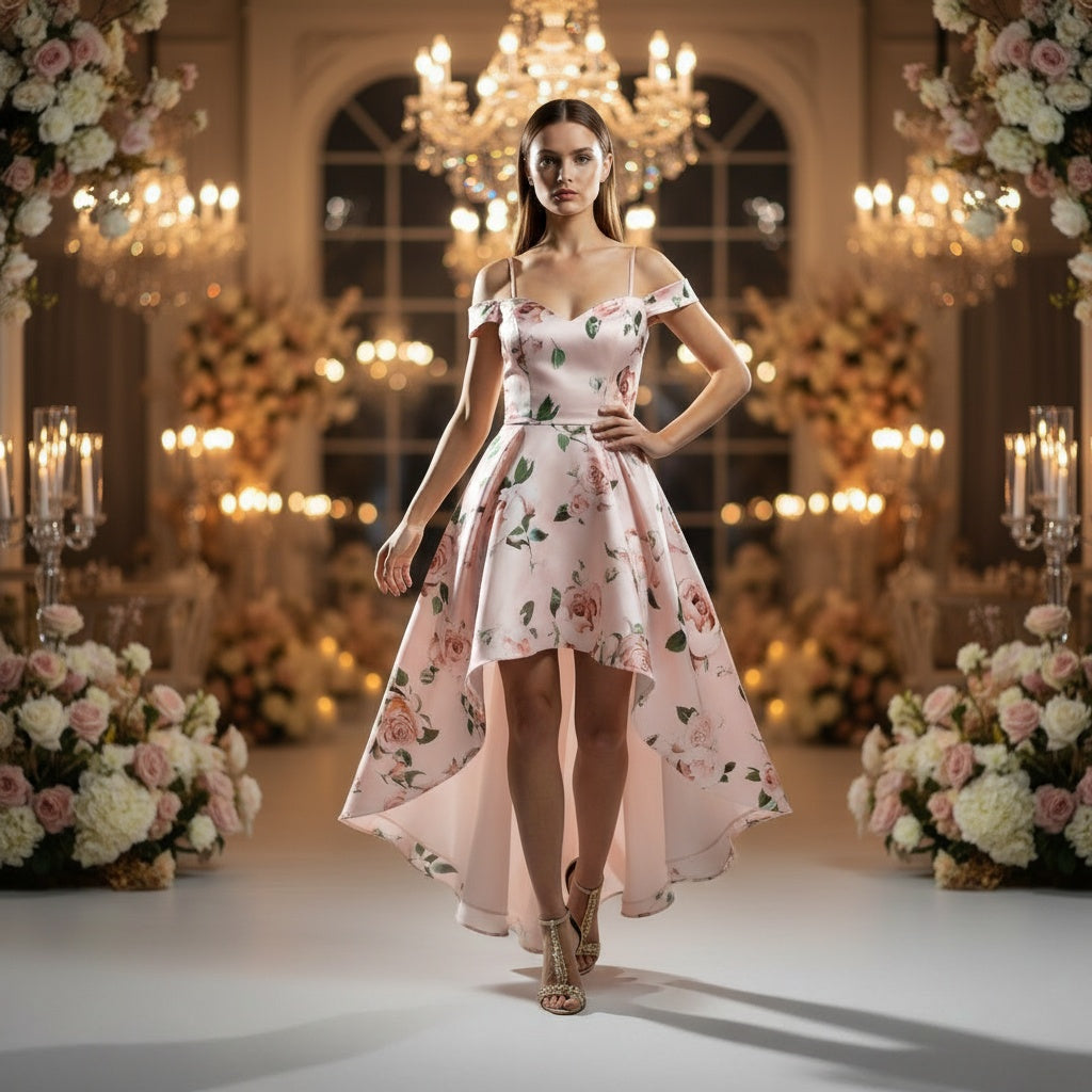 Blossom & Flutter Off-Shoulder Party Dress