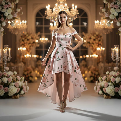 Blossom & Flutter Off-Shoulder Party Dress