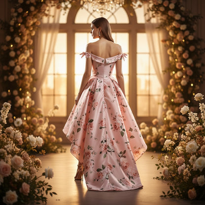 Blossom & Flutter Off-Shoulder Party Dress