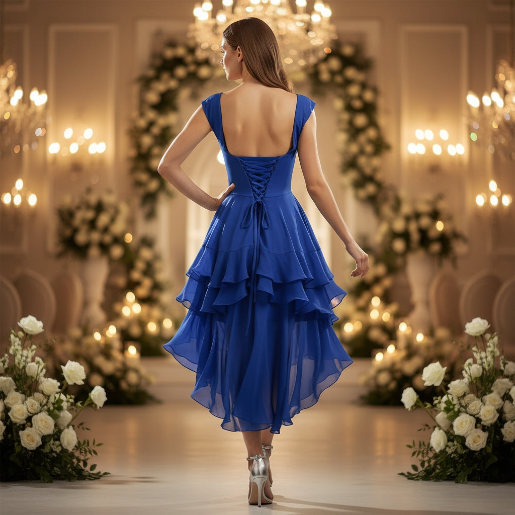 Blueberry Bliss: Ruffled Sparkle Party Dress