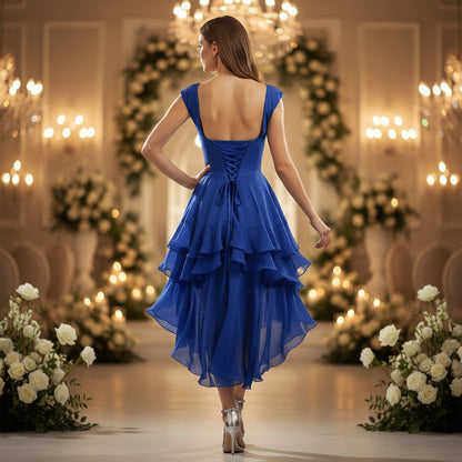 Blueberry Bliss: Ruffled Sparkle Party Dress