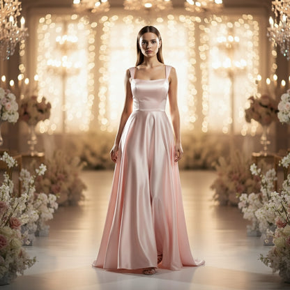 Blushing Belle Lace-Up Evening Gown