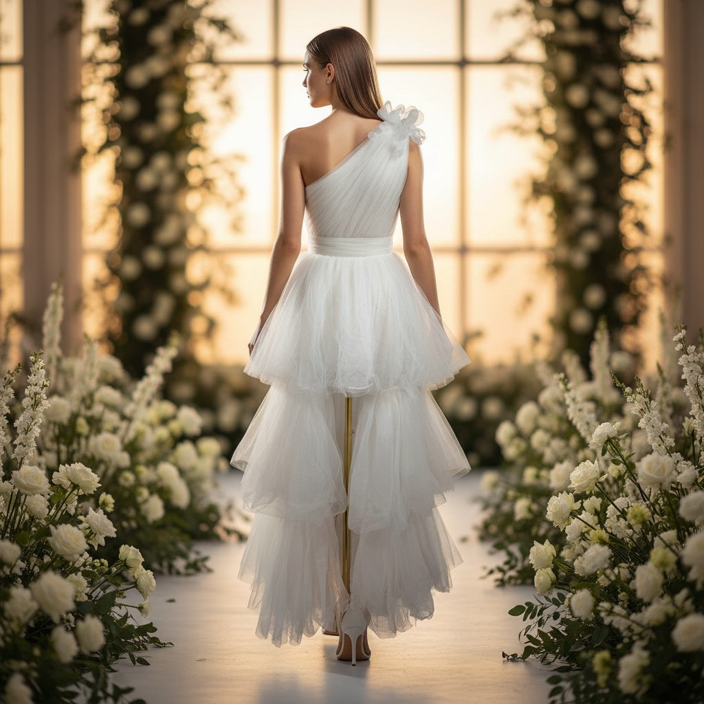 Whimsical Wonder: The One-Shoulder Tulle Dream Dress