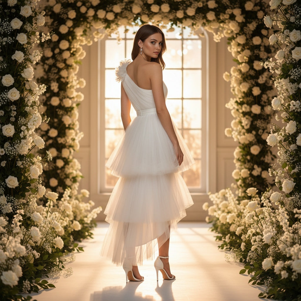 Whimsical Wonder: The One-Shoulder Tulle Dream Dress