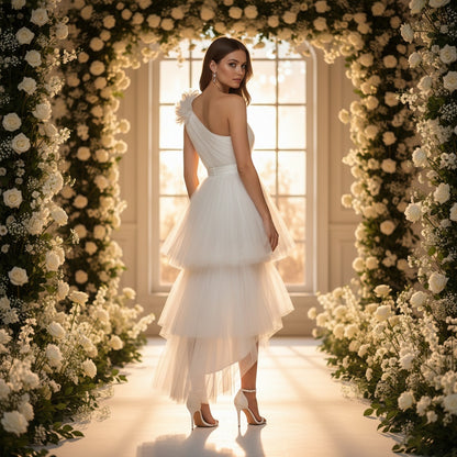 Whimsical Wonder: The One-Shoulder Tulle Dream Dress