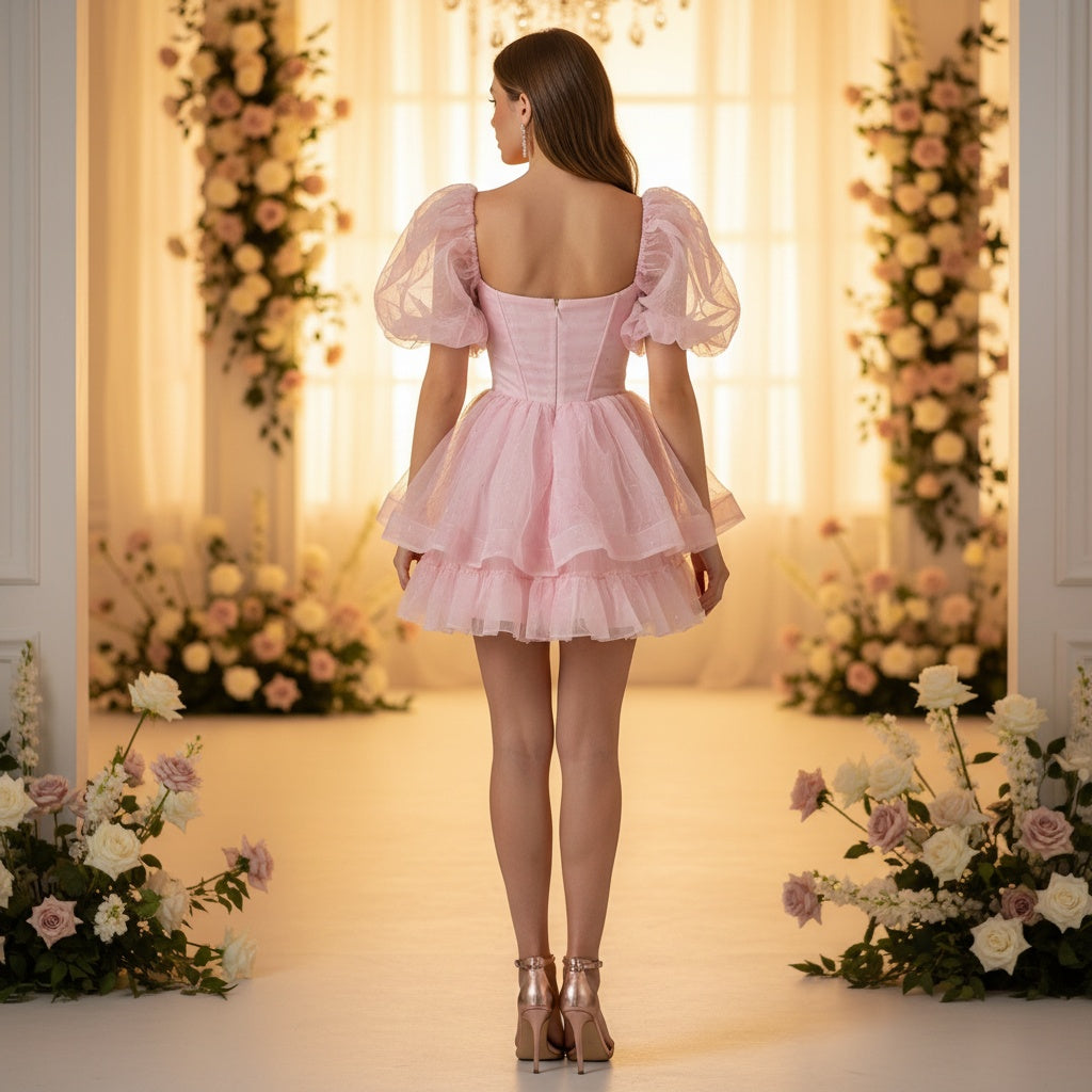 Whimsical Pink Puff Princess Dress