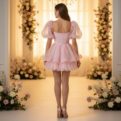 Whimsical Pink Puff Princess Dress