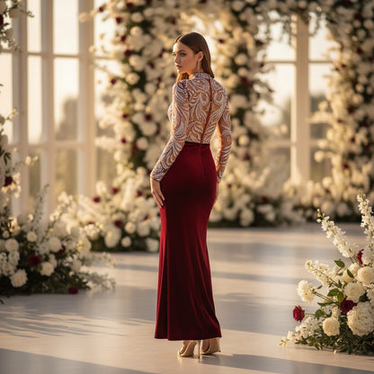 Burgundy Glamour: The Showstopper Evening Dress