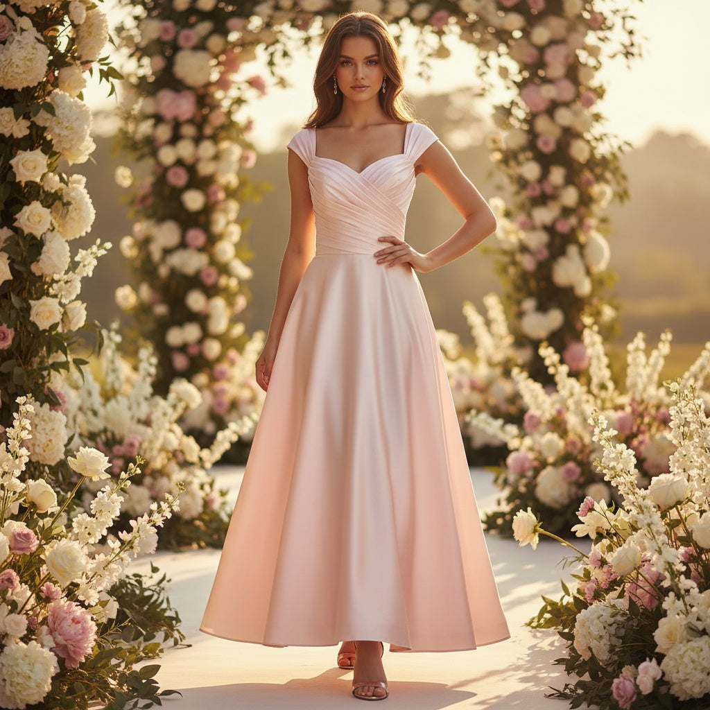 Blushing Belle Lace-Up Evening Gown