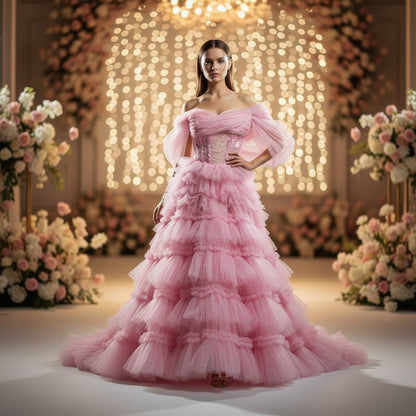 Whimsical Pink Cotton Candy Couture Dress