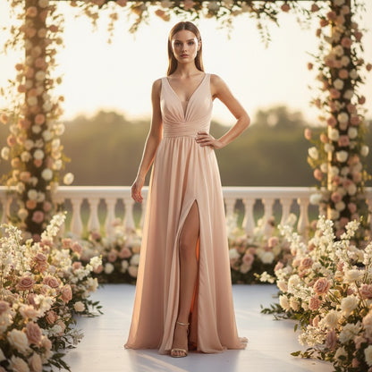 Blushing Belle Maxi Dress: Elegance with a Twist