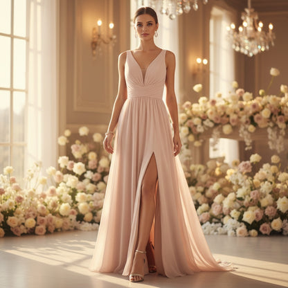 Blushing Belle Maxi Dress: Elegance with a Twist