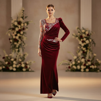 Burgundy Glamour: The Showstopper Evening Dress