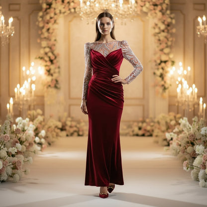 Burgundy Glamour: The Showstopper Evening Dress