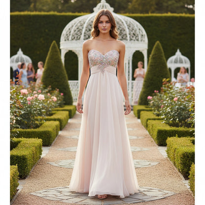 Blush Whispers Through Flowing Chiffon