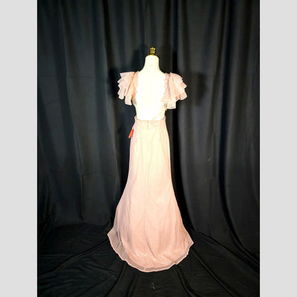 Whimsical Flutter Glamour Gown - Shine in Blush Pink!