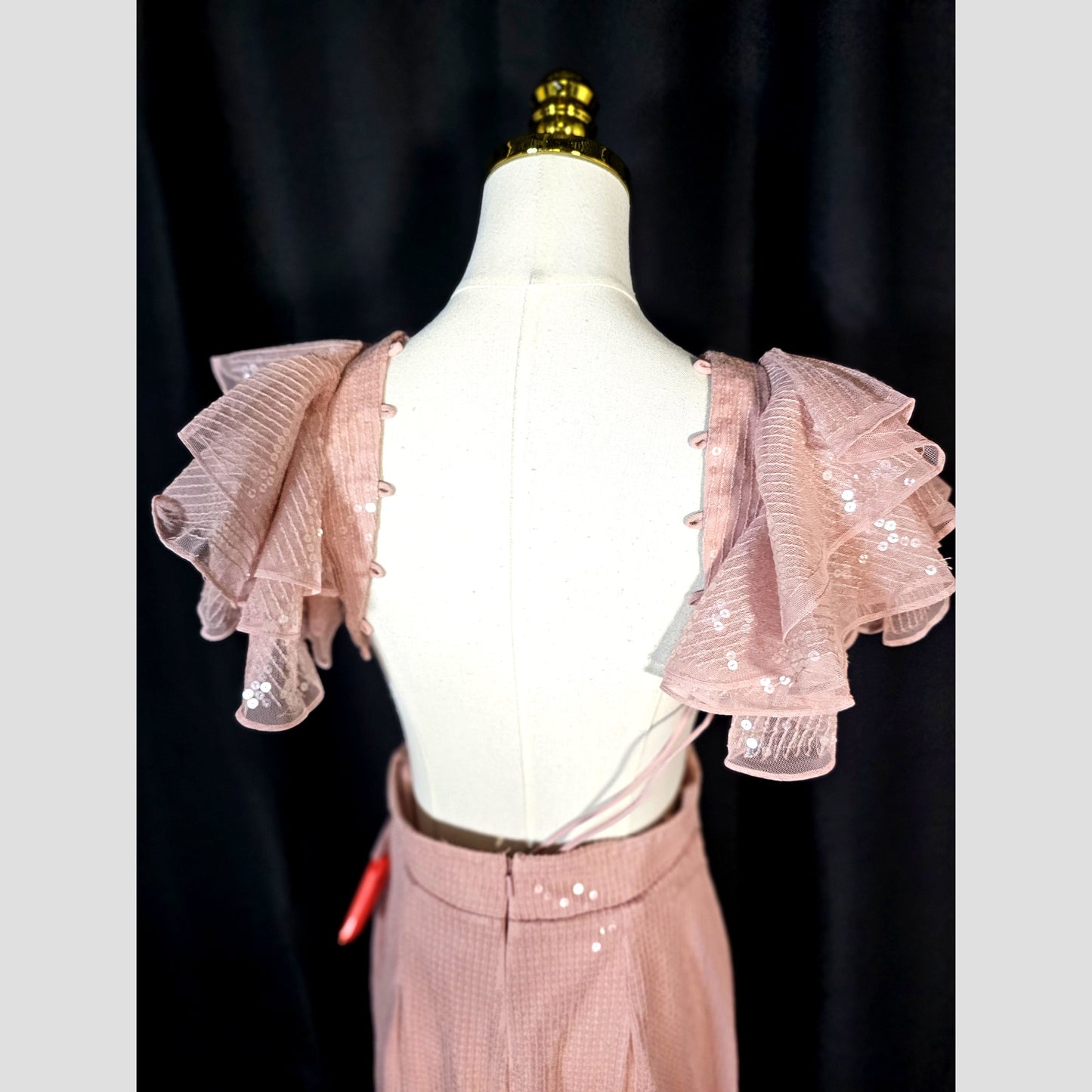 Whimsical Flutter Glamour Gown - Shine in Blush Pink!