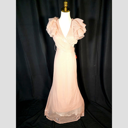 Whimsical Flutter Glamour Gown - Shine in Blush Pink!