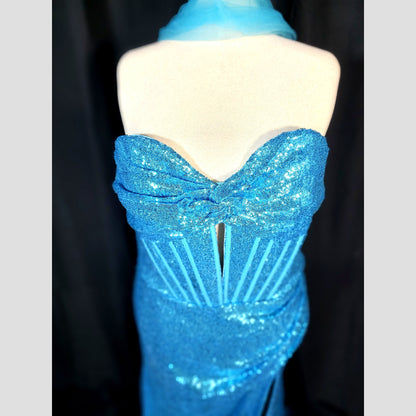 Aquamarine Dream Evening Gown: Sparkle & Shine!