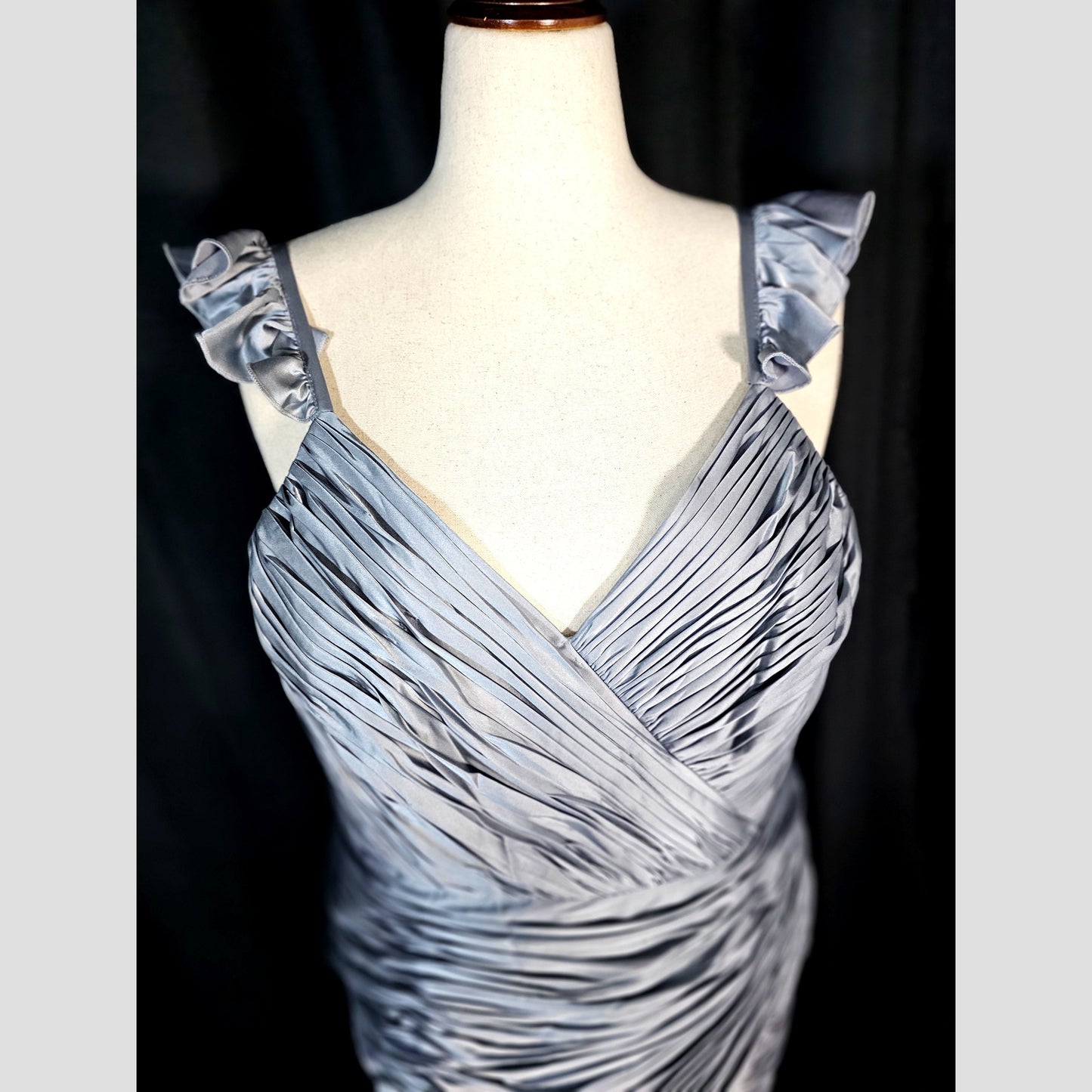 Glistening Moonlight Pleated Evening Gown
