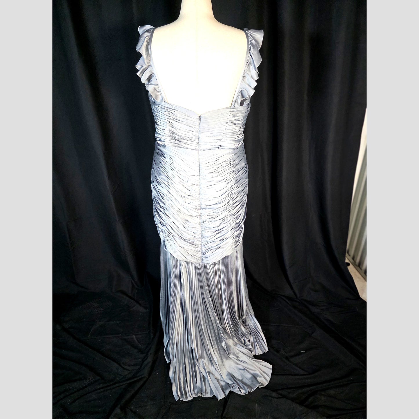 Glistening Moonlight Pleated Evening Gown